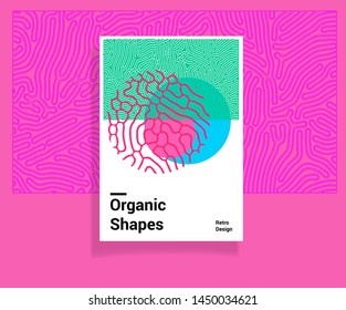 Abstract geometric minimal vector poster in neo-memphis/ bauhaus/ vaporwave style. Retrofuturistic cover for club party, music concert. 
