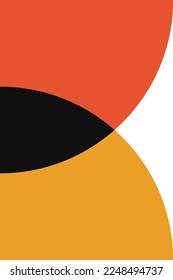 Abstrakte geometrische minimalistische Kunstwerke. Vektorgrafik aus einfachen Formen wie Kreis, Quadrat, Dreieck. Retro-Hintergrund im Bauhaus-Stil und in kräftigen Farben: rot, gelb, blau und schwarz auf weiß