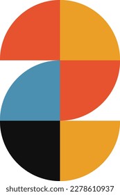 Abstract geometric minimalist artwork. Vector illustration made of simple shapes like circle, square, triangle. Retro background in Bauhaus style and bold colors: red, yellow, blue and black on white