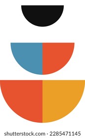 Abstract geometric minimalist artwork. Vector illustration made of simple shapes like circle, square, triangle. Retro background in Bauhaus style and bold colors: red, yellow, blue and black on white