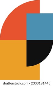 Resumen de arte geométrico minimalista. Ilustración vectorial hecha de formas simples como círculo, cuadrado, triángulo. Fondo retro en estilo Bauhaus y colores llamativos: rojo, amarillo, azul y negro sobre blanco