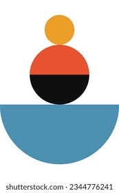 Resumen de arte geométrico minimalista. Ilustración vectorial hecha de formas simples como círculo, cuadrado, triángulo. Fondo retro en estilo Bauhaus y colores llamativos: rojo, amarillo, azul y negro sobre blanco