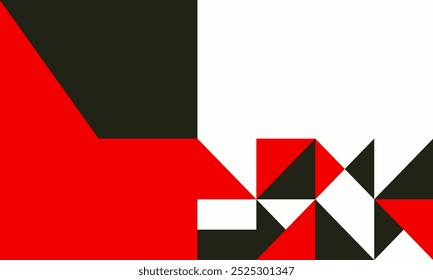 Abstract Geometric Minimalist Background with Red, Black, and White Shapes