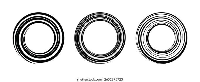 Abstract geometric minimalist concentric line art swirl illustration.