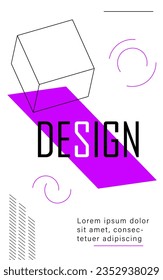 Abstract geometric minimalistic banner. Minimalist creativity and art. Flyer and leaflet template. Projection of cube. Cover or banner for website. Linear flat vector illustration