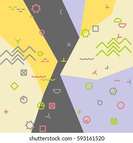 abstract geometric minimalistic design colorful background with variety of small design elements