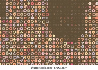 Abstract geometric mixed pattern, colorful & artistic for graphic design, catalog, textile or texture printing & background. Style of mosaic or tile. Vector illustration graphic.