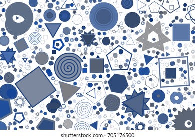 Abstract geometric mixed pattern, colorful & artistic for graphic design, catalog, textile or texture printing & background. No overlapping. Vector illustration graphic.