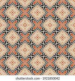 Abstract geometric models on a white background. Seamless red-black pattern with repeating tiles. Modern texture. Graphic design lattice. Vector.