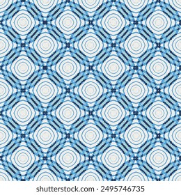 Abstract geometric modern 3D round pattern with textured background. seamless spring summer blue circler patterns used for textile, tiles and backgrounds