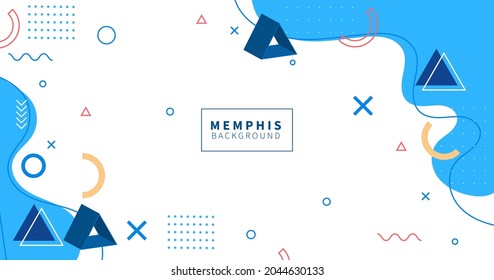 Abstract Geometric Modern Background Memphis Style,blue color, vector eps 10