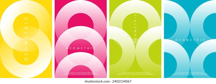 Abstract Geometric Modern Background. Set of 4 modern simple background vector illustration flat style. Suitable for poster, cover, ads, social banner, or flyer