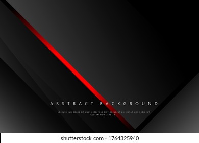 Abstract Geometric modern with Black and line red metallic color background for template, poster, flyer design. Vector illustration