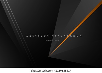 Abstract Geometric modern with Black and line orange metallic color background for template, poster, flyer design. Vector illustration