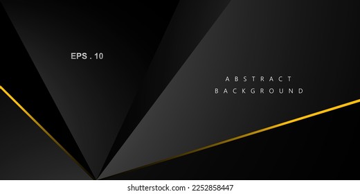 Abstract Geometric modern with Black triangle and line gold color background for template, poster, flyer design. Vector illustration