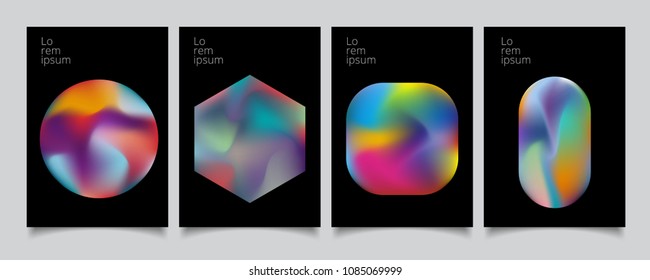 Abstract geometric modern colorful gradient shapes composition cover set design. Vector illustration