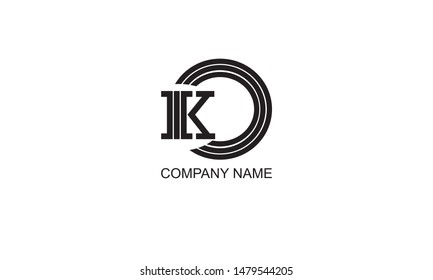 Abstract, geometric, modern illustration of logo on a white background with letter K. Vector illustration of monogram, boutique, office, restaurant, business sign.