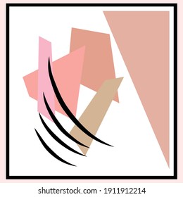 Resumen Geométrico moderno de gran arte mural. Color guayaba de la decoración moderna de las paredes de mediados de siglo. Concepto de diseño minimalista de Ilustración vectorial. Estilo escandinavo.