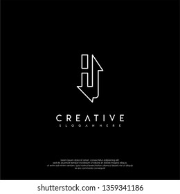 abstract geometric modern lines HJ logo letter design concept