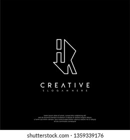 abstract geometric modern lines HK logo letter design concept