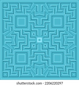 Abstraktes geometrisches, modernes, nahtloses Muster. Blauer geometrischer linearer Vektorhintergrund. Texturierte, sich wiederholende Geometrie gemusterten Hintergrund. Zierendliche Textur. Linien geometrische Formen, Quadrate.