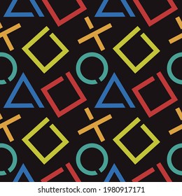 Abstract geometric modern Seamless Vector Pattern isolated on black background background. Design use for Background, Textile and others.