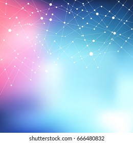 Abstract geometric Modern technology concept multicolored blurred background with dots and lines. connection structure digital data visualization. Social Network. Vector Illustration