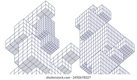  Abstraktes geometrisches modulares Architekturkonzept 3D