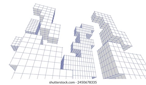  abstract geometric modular architecture concept 3d