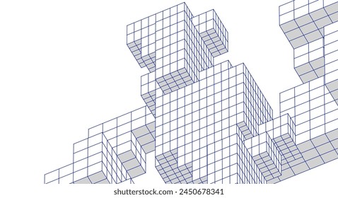  concepto de arquitectura modular geométrica abstracta 3d