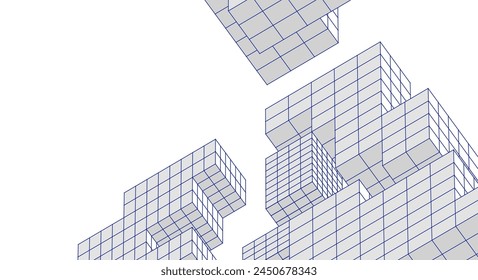 Abstraktes geometrisches modulares Architekturkonzept 3D
