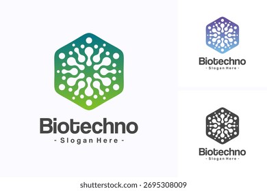 Vector de ícono de molécula geométrica Abstractas. Logotipo de la Ciencia, concepto punteado.