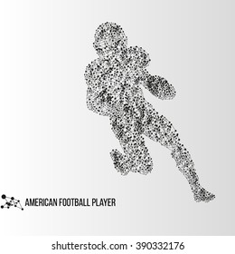 Abstract geometric molecule polygonal american football player silhouette isolated on gradient background