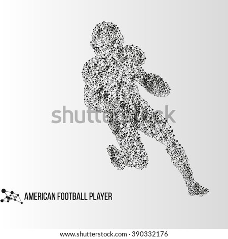 Abstract geometric molecule polygonal american football player silhouette isolated on gradient background