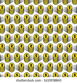 Abstract Geometric with Money Shapes - modern background, seamless pattern