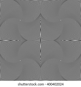 Abstract geometric monochrome background - Mosaic of 4 rotating squares. Seamlessly repeatable.