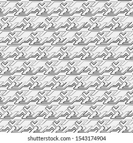 Abstract geometric monochrome background. Seamless vector pattern with chevron, diamond. Graphic white and black ornament design covers, cards, wallpaper, fabrics.