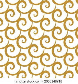 Abstract geometric monochrome golden seamless spiral ornament pattern, wallpaper, vintage floral ornament. Illustration vector background.