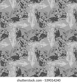 Abstract geometric monochrome new pattern for design work in grey, black and white colors.