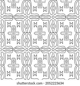  Resumen del patrón de adorno geométrico monocromo, papel pintado, adorno floral vintage. Vector de ilustración en segundo plano.