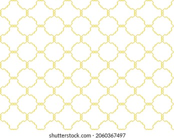 Abstract geometric monochrome ornament pattern, wallpaper, vintage floral ornament. Illustration vector on white background.Seamless arabic style vector Gold and white texture.