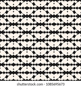 Abstract geometric monochrome seamless pattern. Elegant black and white texture with curved shapes, grid, mesh, lattice. Delicate ornamental background. Repeat design for decor, prints. - Stock vector