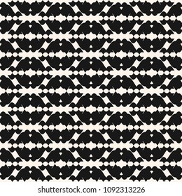 Abstract geometric monochrome seamless pattern. Elegant black and white texture with curved shapes, grid, mesh, lattice. Delicate ornamental background. Repeatable design for decor, textile, prints