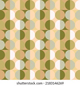 Abstract Geometric Monochrome Style Circles Diagonal Stripes Seamless Retro Pattern Minimal Simple Elegant Design Perfect for Allover Fabric Print or Wrapping Paper Olive Green Tones