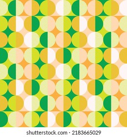 Abstract Geometric Monochrome Style Circles Diagonal Stripes Seamless Retro Pattern Minimal Simple Elegant Design Perfect for Allover Fabric Print or Wrapping Paper Neon Green Orange Tones