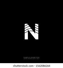 abstract geometric monogram N logotype in white color simple concept.