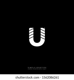 abstract geometric monogram U logotype in white color simple concept.