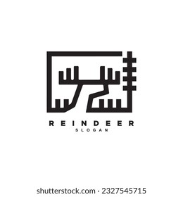 Abstract geometric monoline deer forest logo design for your brand or business