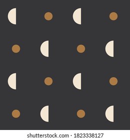 Abstract Geometric Moon And Dots Pattern On A Dark Grey Background