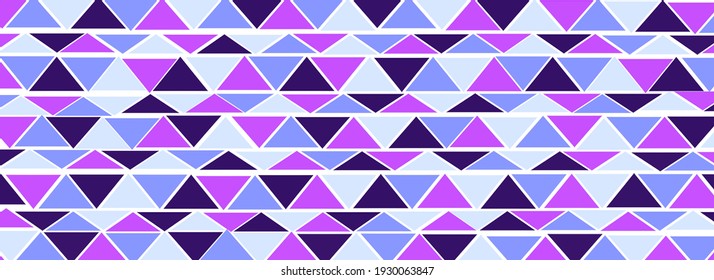 Resumen de diseño de fondo de mosaico geométrico. Ilustración vectorial de patrón de triángulos. Papel de fondo azul y violeta de colores retro